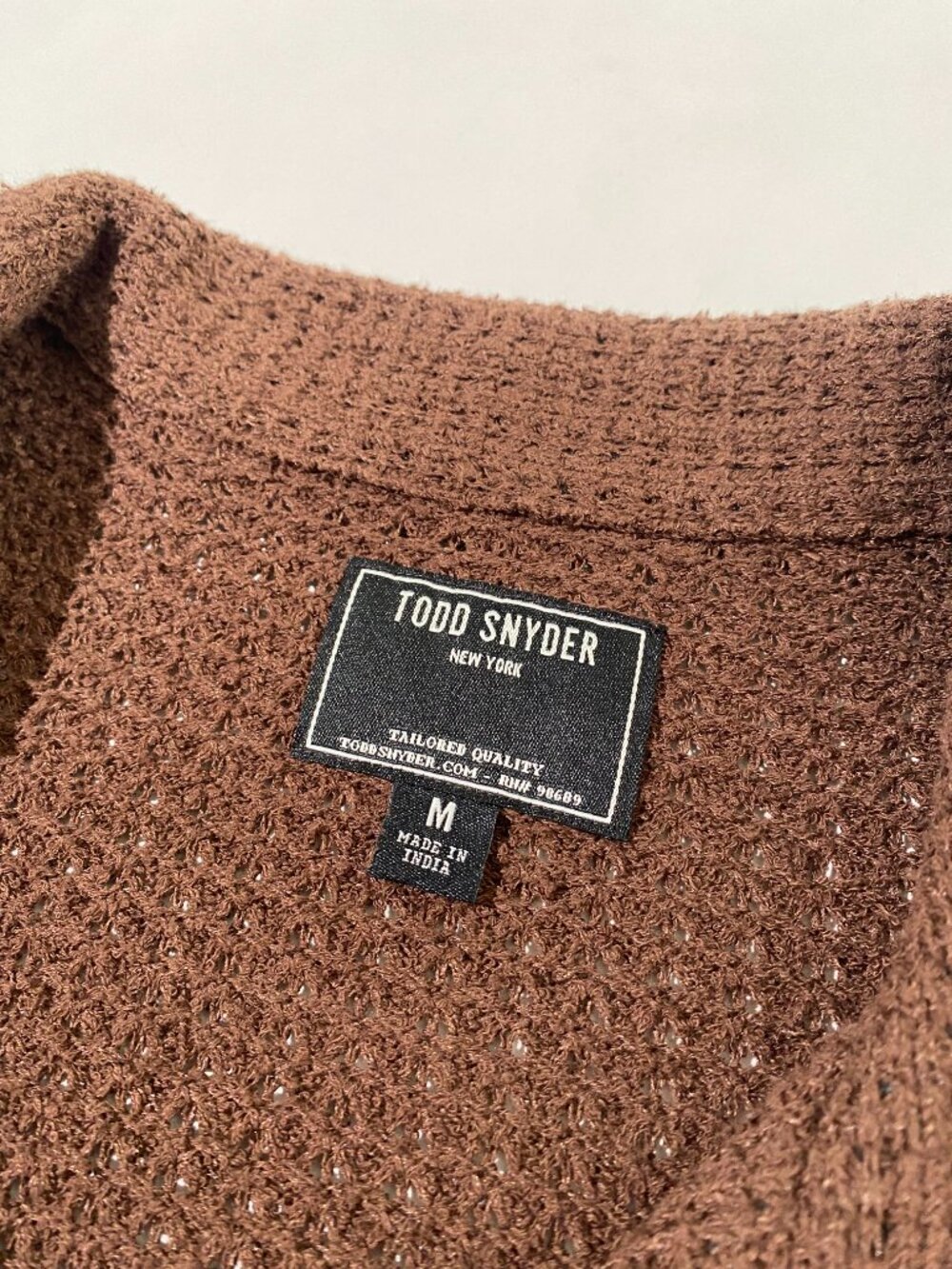 Todd Snyder Waffle Button Up Brown - Picture 2 of 4